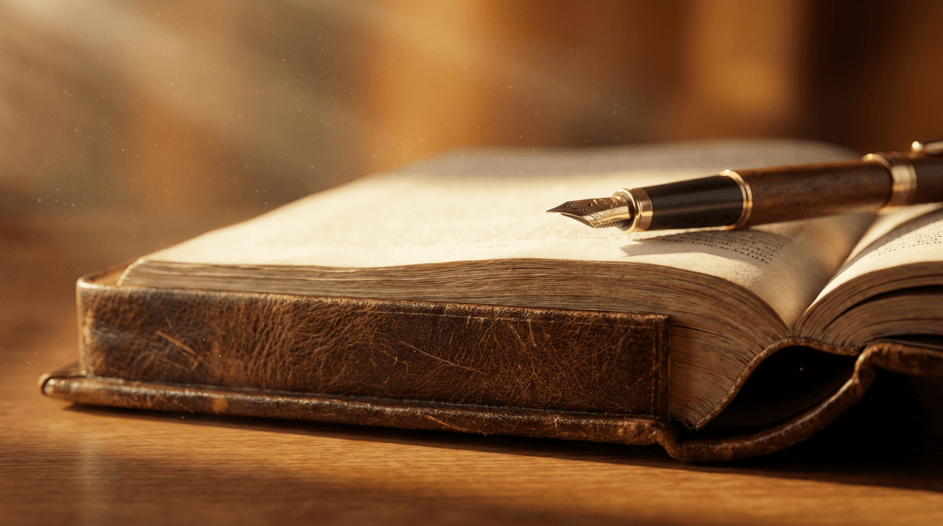 Wooden gavel resting on a mahogany table beside a legal notebook